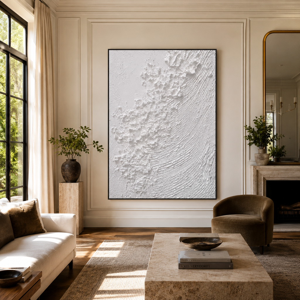Plaster & Texture Art "Ivory Tidal Reverie"