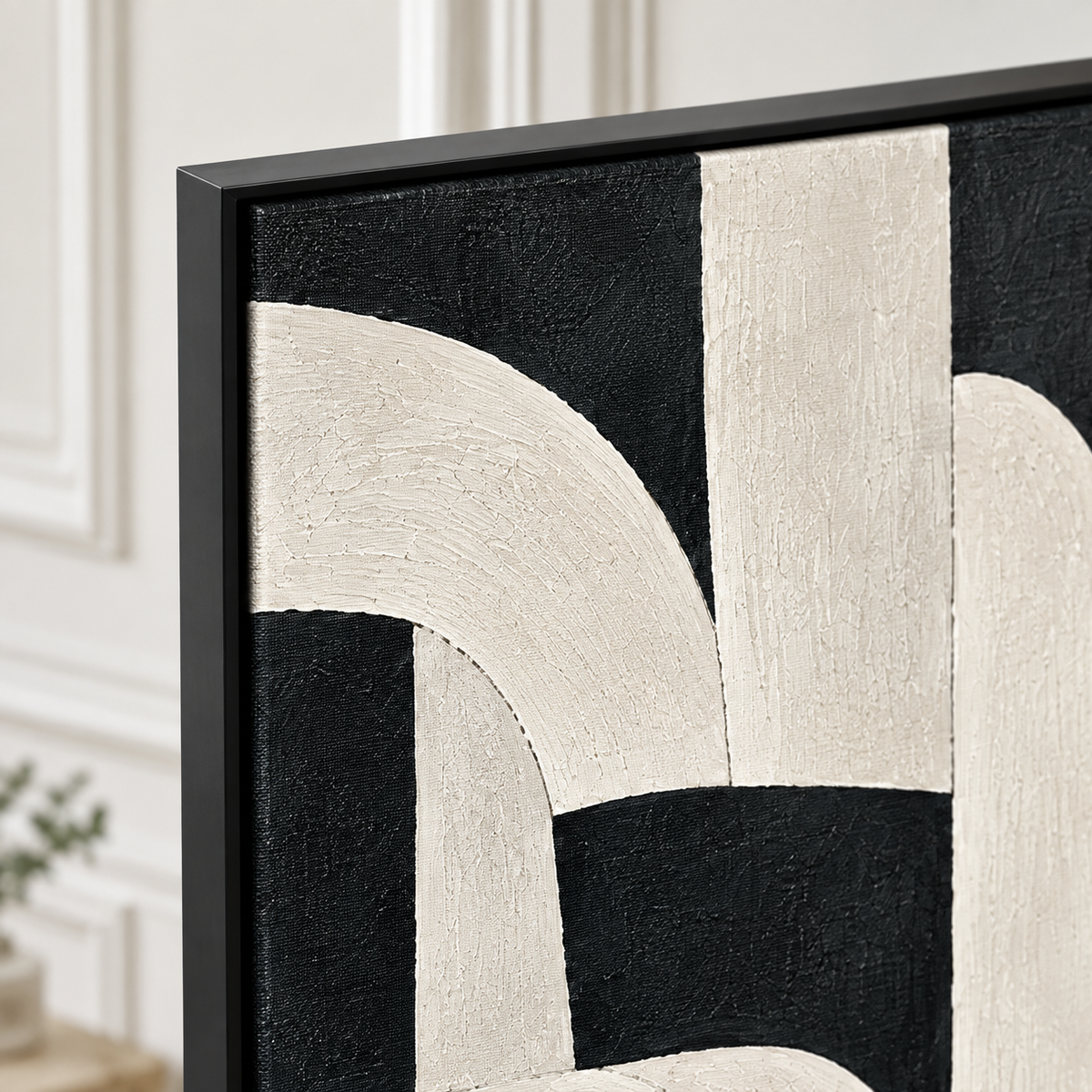 Abstract Wall Art "Rhythmic Ivory" - Close up