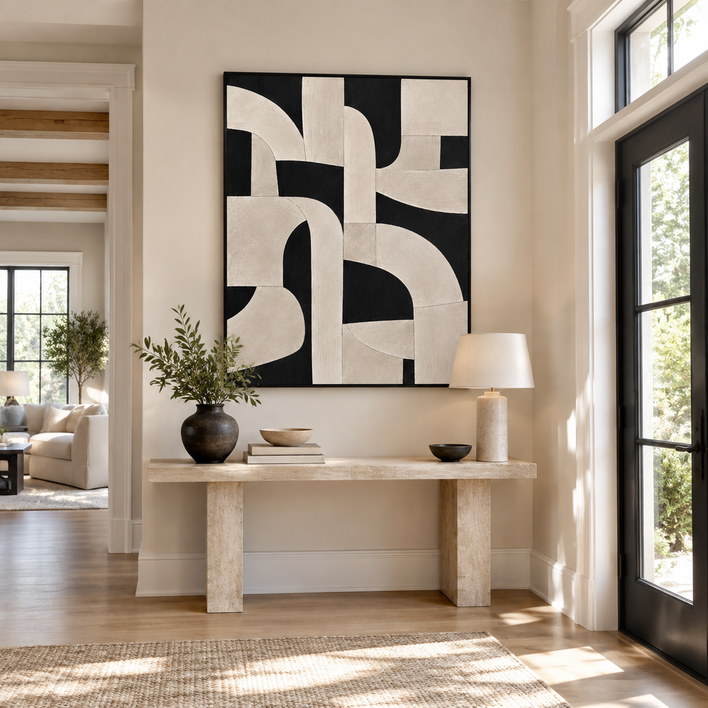 Abstract Wall Art "Rhythmic Ivory" - Hall d\\\'entrée