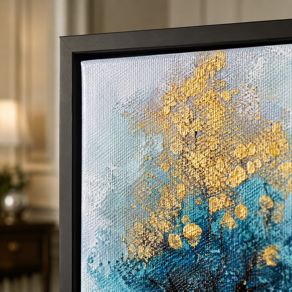 Abstract Wall Art "Azure Gilded Grove"