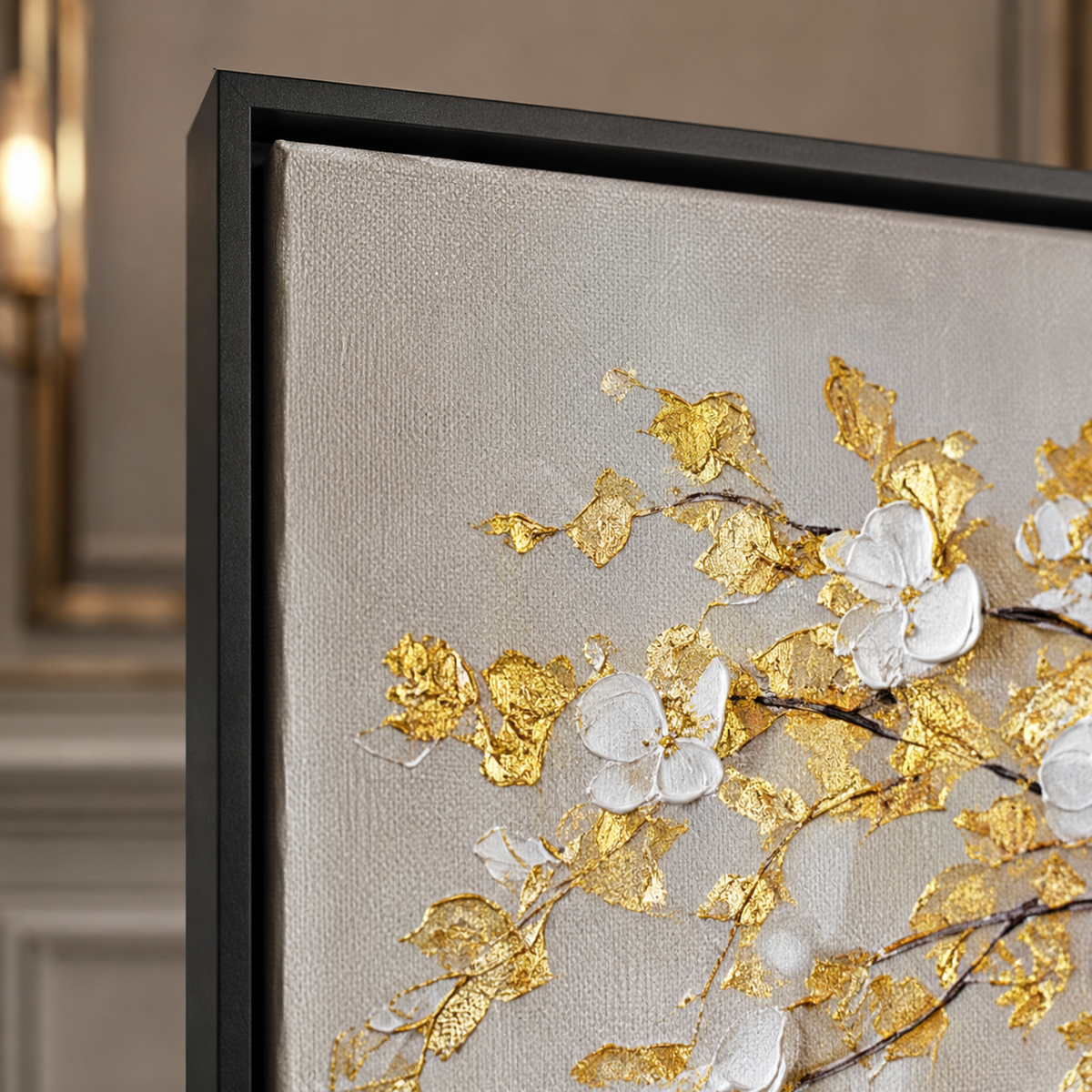 Abstract Wall Art "Aureate Blossom Reverie"