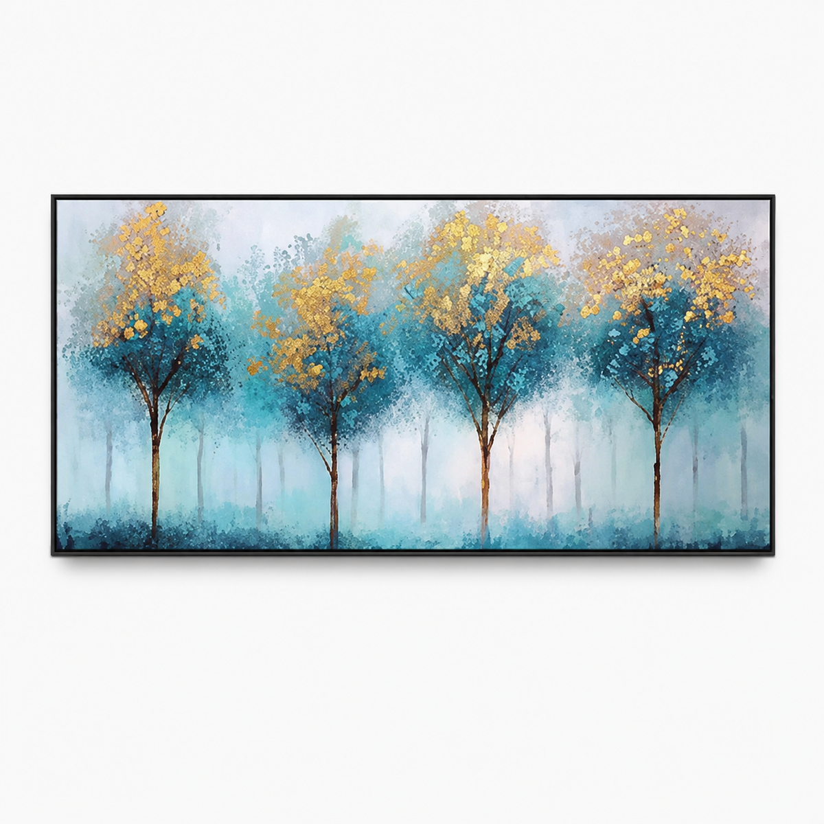 Abstract Wall Art "Azure Gilded Grove"